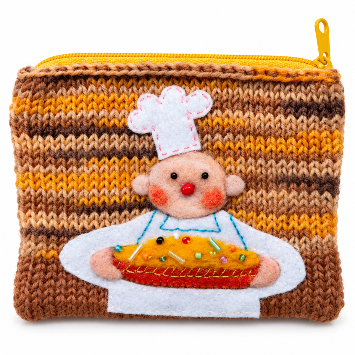Livqento® Handmade Crochet Chef Coin Purse – Cute Knitted Zipper Wallet Pouch