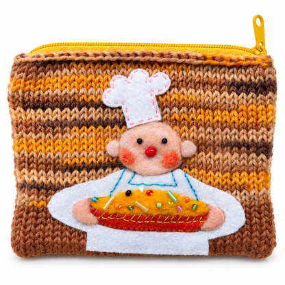 Livqento® Handmade Crochet Chef Coin Purse – Cute Knitted Zipper Wallet Pouch