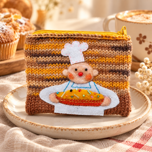 Livqento® Handmade Crochet Chef Coin Purse – Cute Knitted Zipper Wallet Pouch