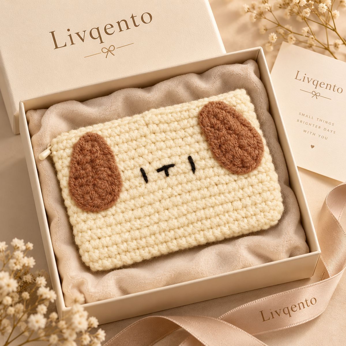 Livqento® Handmade Crochet Dog Coin Purse – Cute Zipper Wallet & Small Pouch