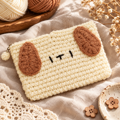 Livqento® Handmade Crochet Dog Coin Purse – Cute Zipper Wallet & Small Pouch