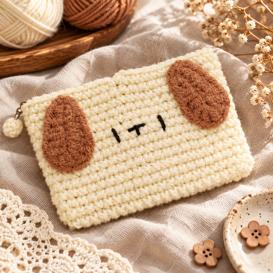 Livqento® Handmade Crochet Dog Coin Purse – Cute Zipper Wallet & Small Pouch