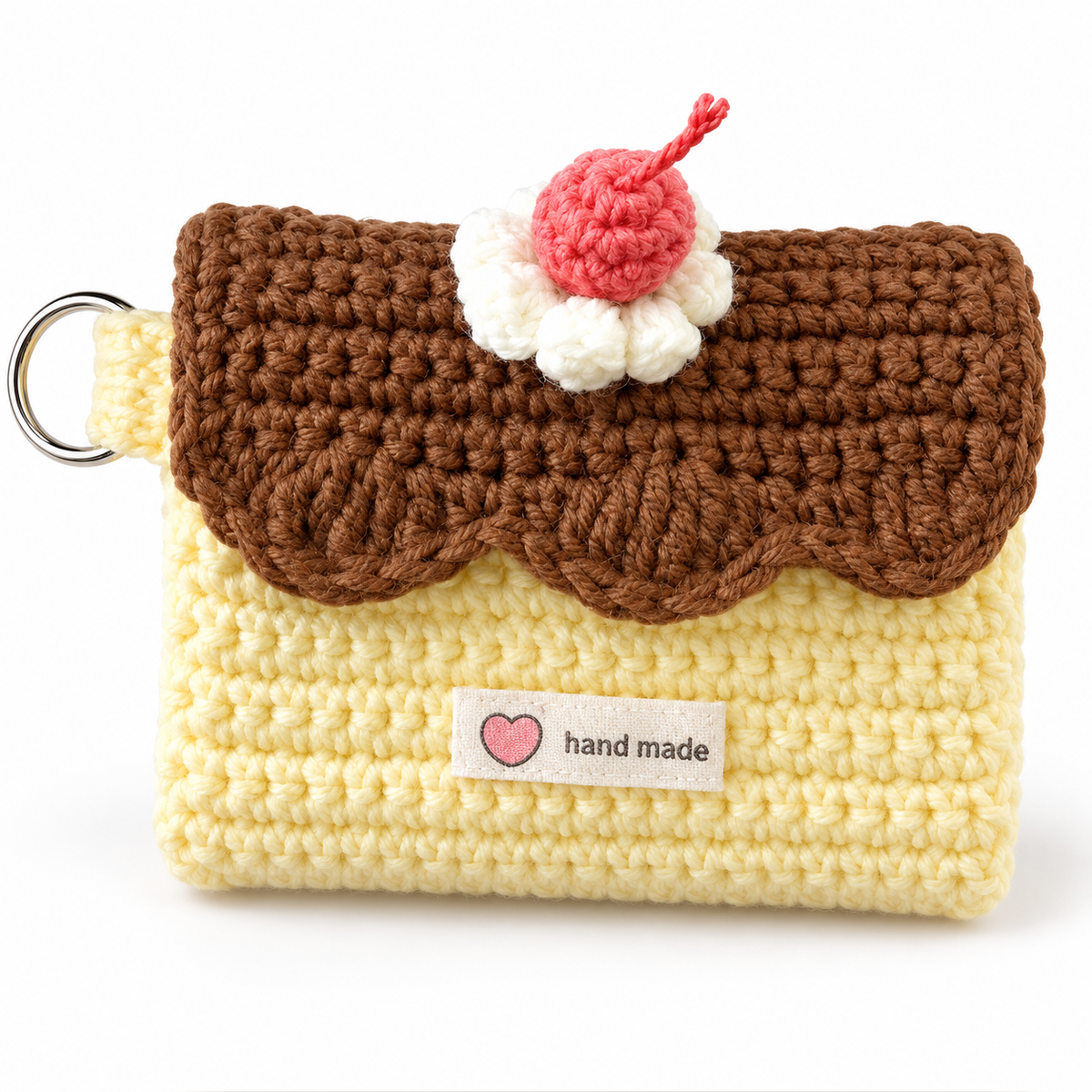 Livqento® Handmade Crochet Cherry Coin Purse – Cute Mini Wallet with Key Ring